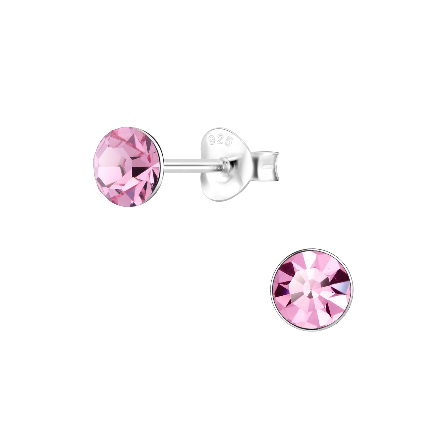 Sterling Silver Crystal Studs - Light Pink