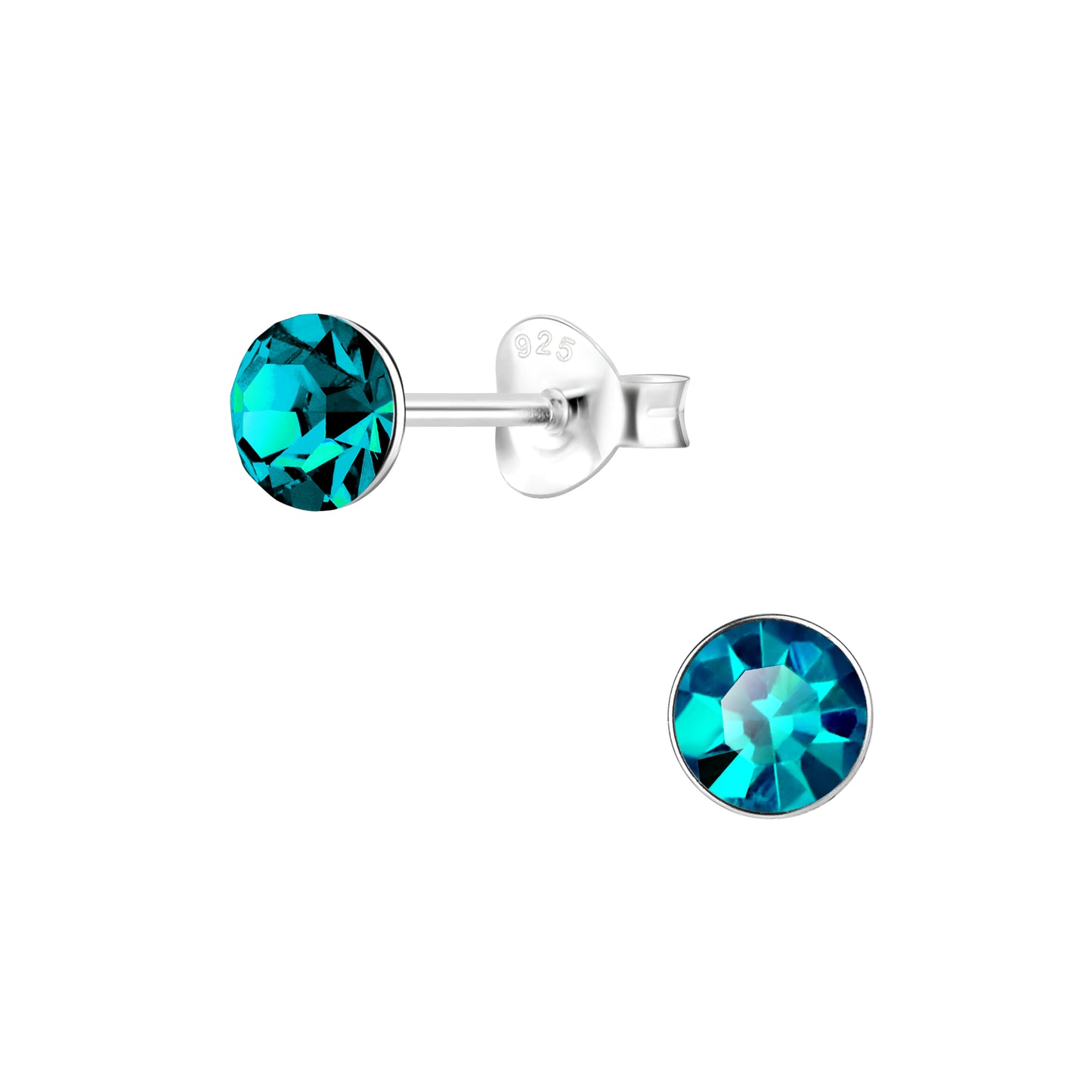 Sterling Silver Crystal Studs - Turquoise