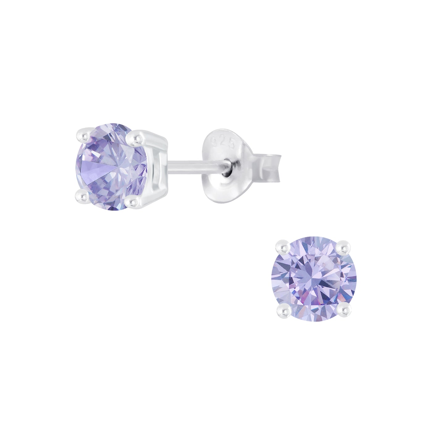 Sterling Silver Cubic Zirconia Studs - Lavender