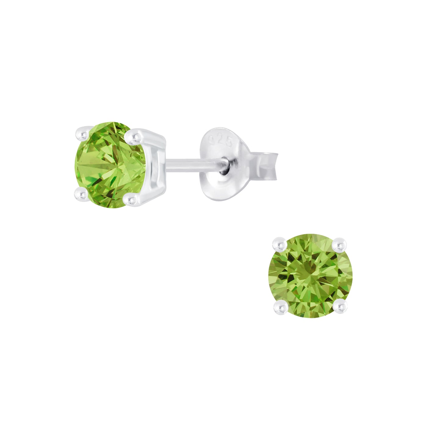 Sterling Silver Cubic Zirconia Studs - Olivine