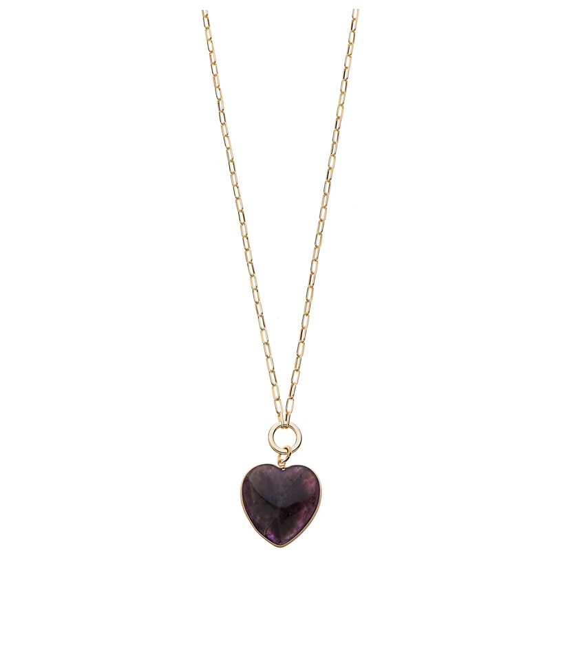 Amethyst Heart Pendant on Gold Plated Chain