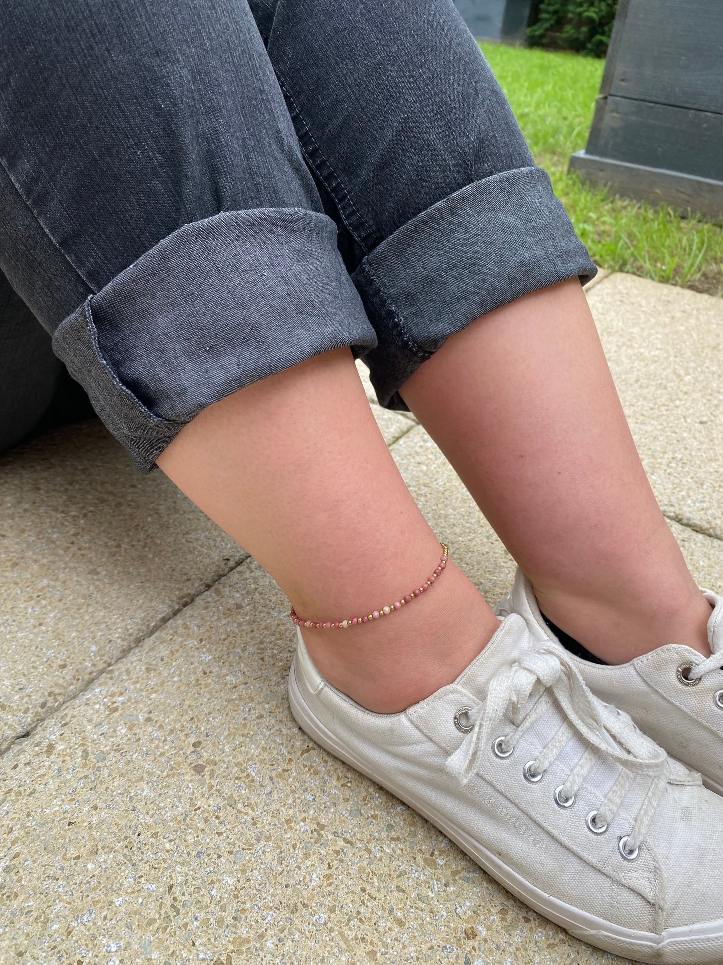 Pink Tourmaline Crystal Healing Anklet for Friendships