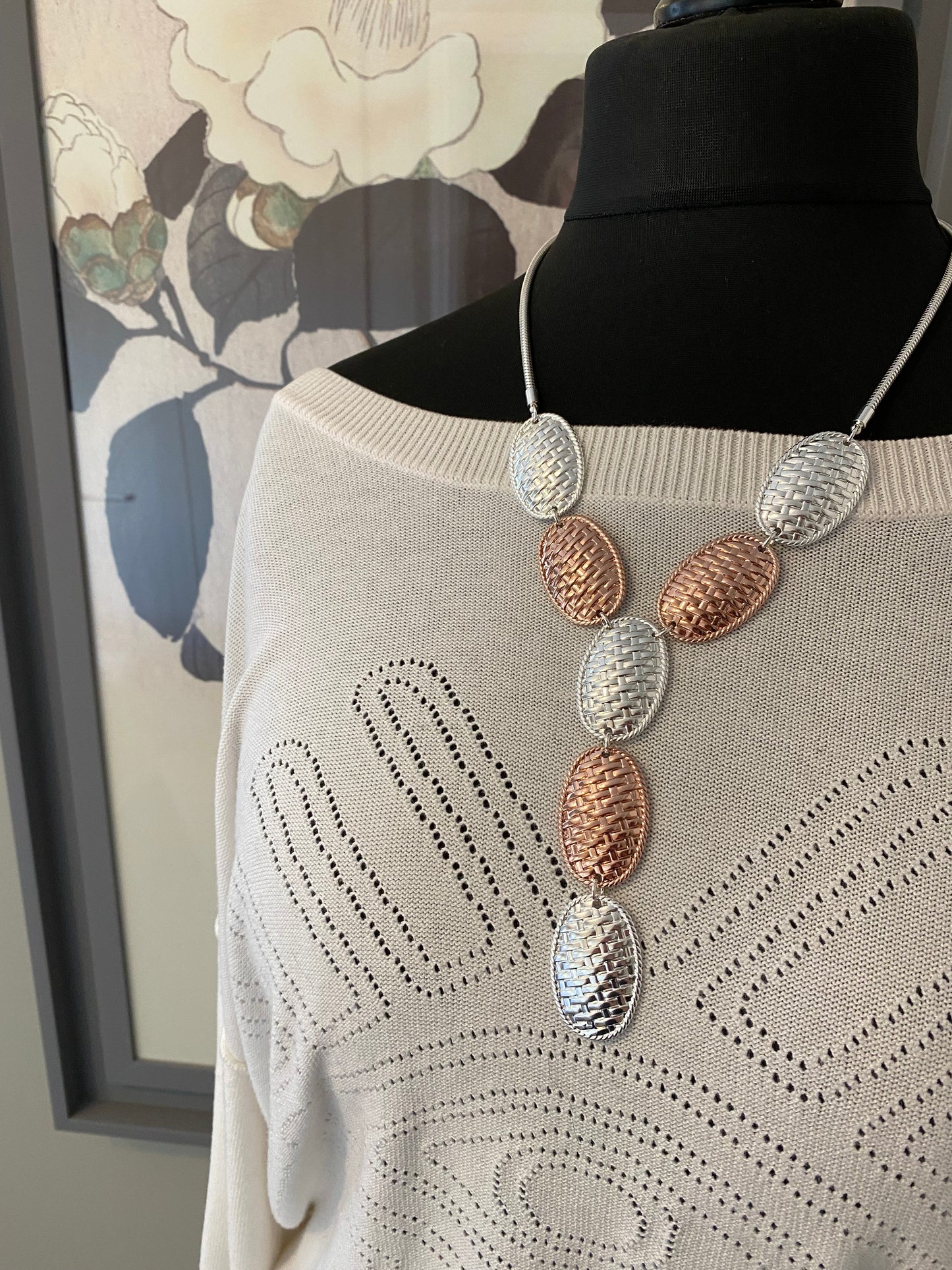 Short Silver and Rose Gold Necklace