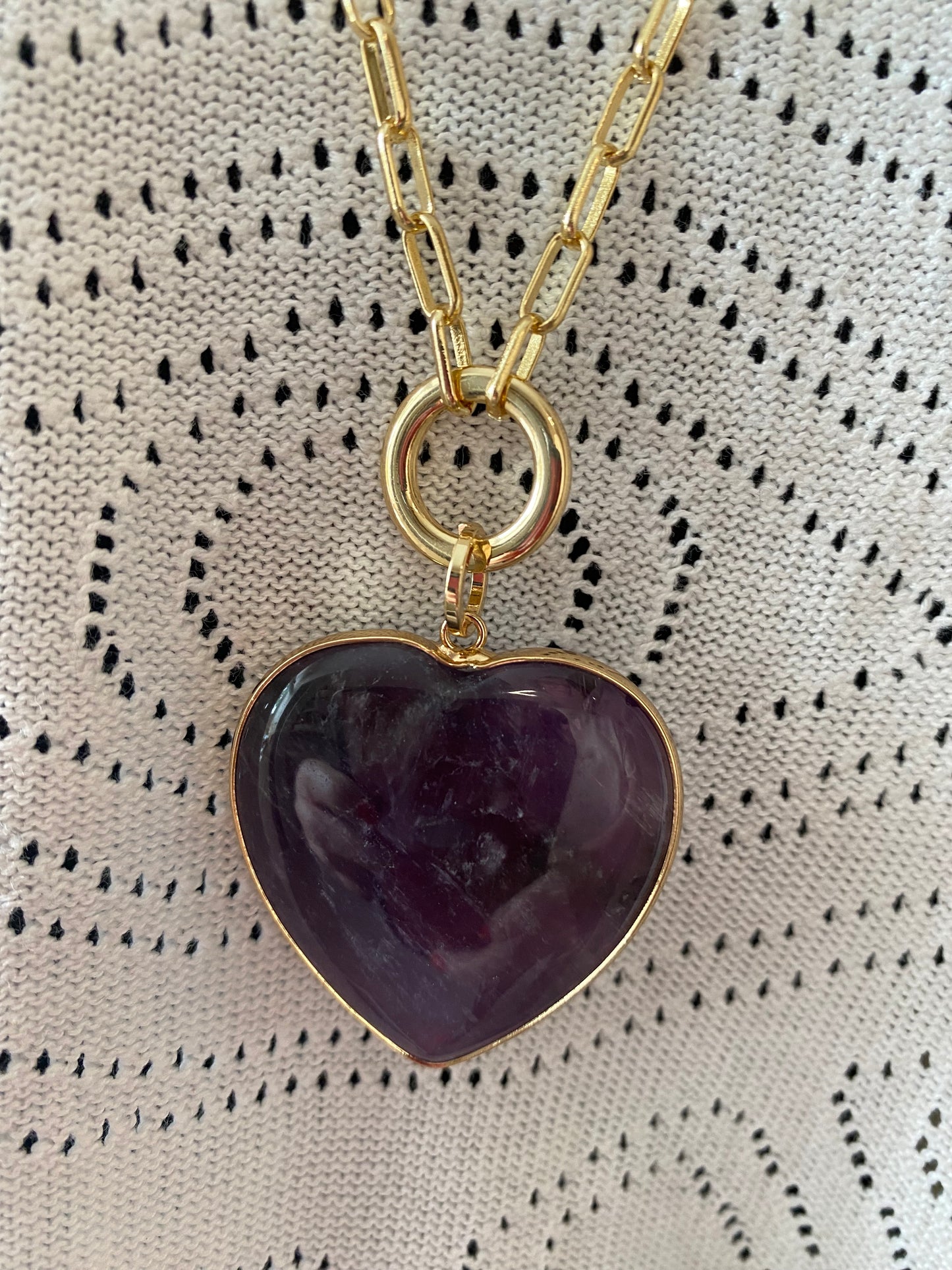 Amethyst Heart Pendant on Gold Plated Chain