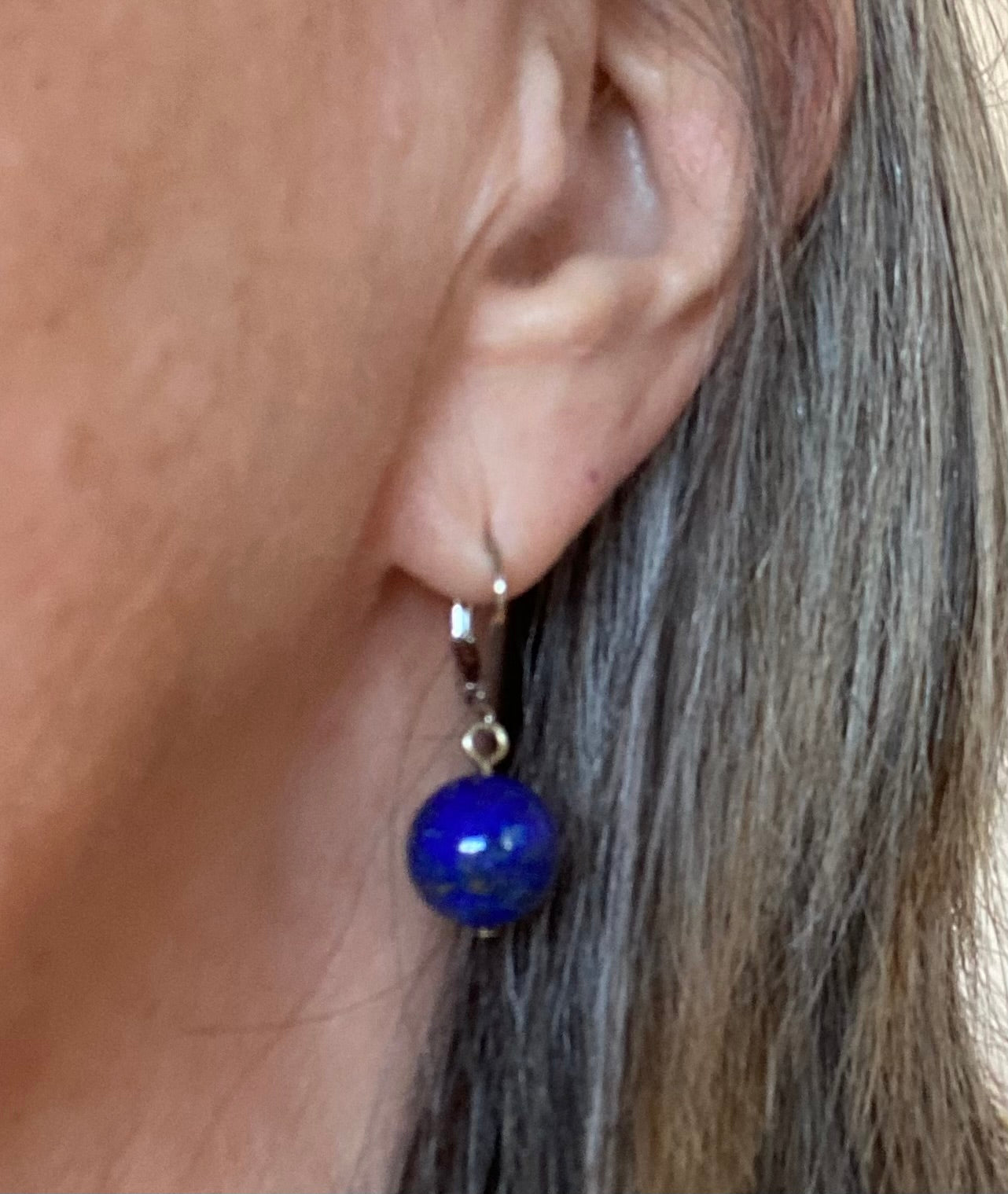Silver Plated Lapis Stone Drop Earrings