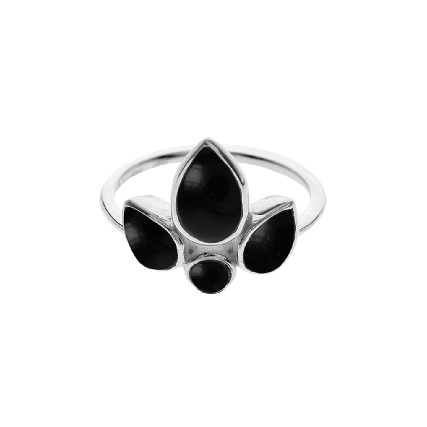 Sterling Silver Clustered Black Onyx Ring