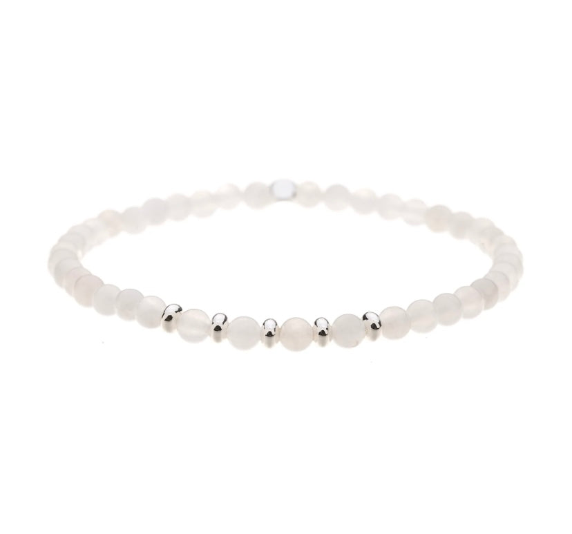 Moonstone Stretch Bracelet with Silver Plating