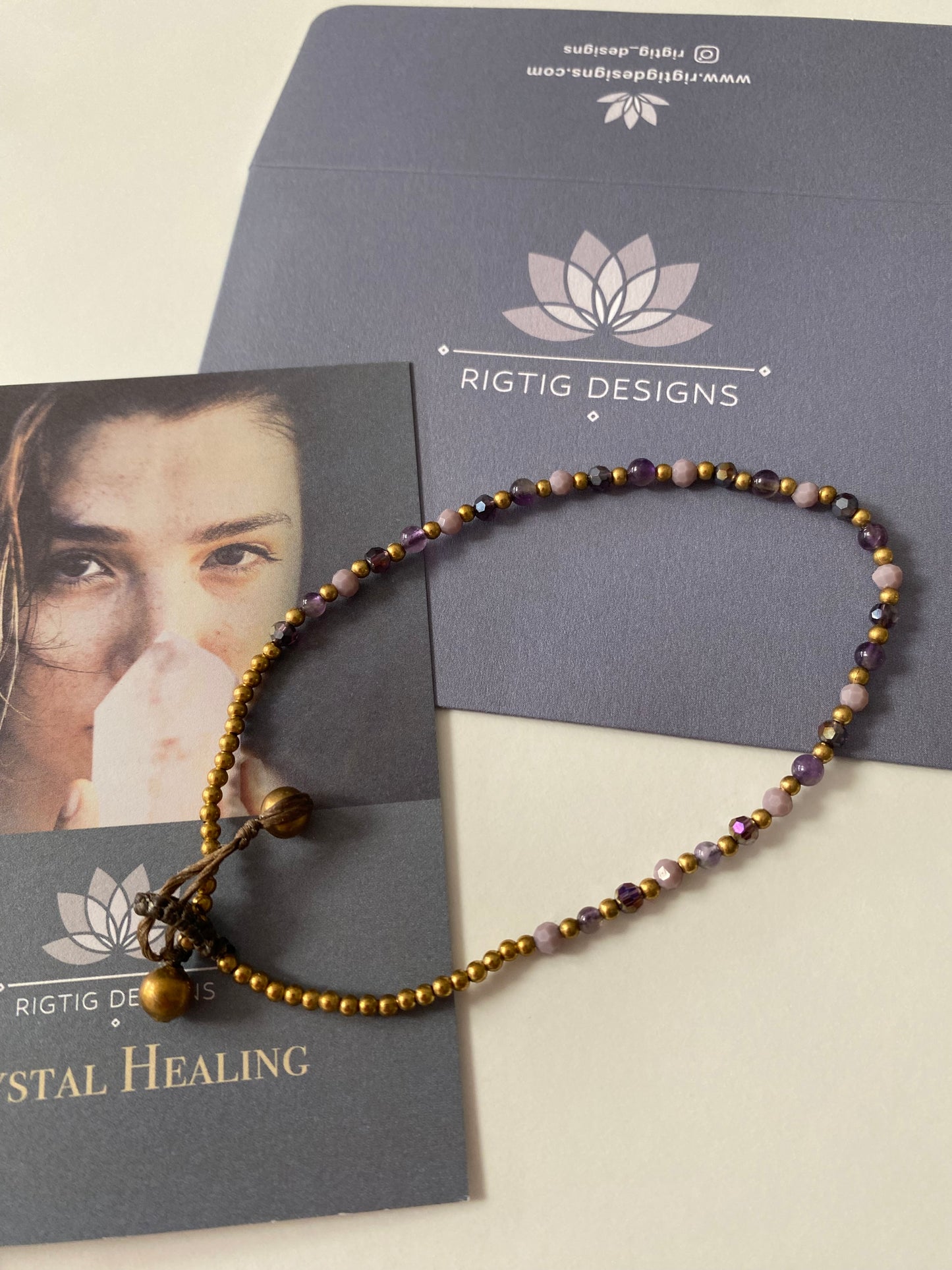 Amethyst Crystal Healing Anklet for Anxiety