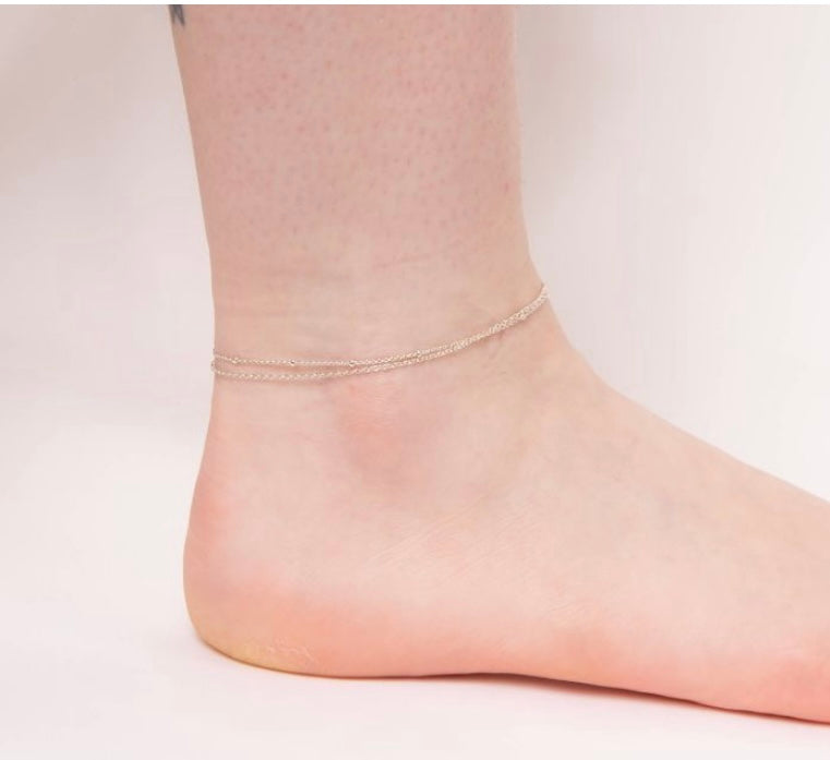 Double Strand Sterling Silver Ankle Chain