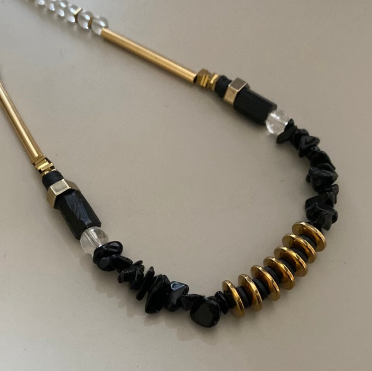 Gist Jewellery Moorland Collection Gold and Black Necklace