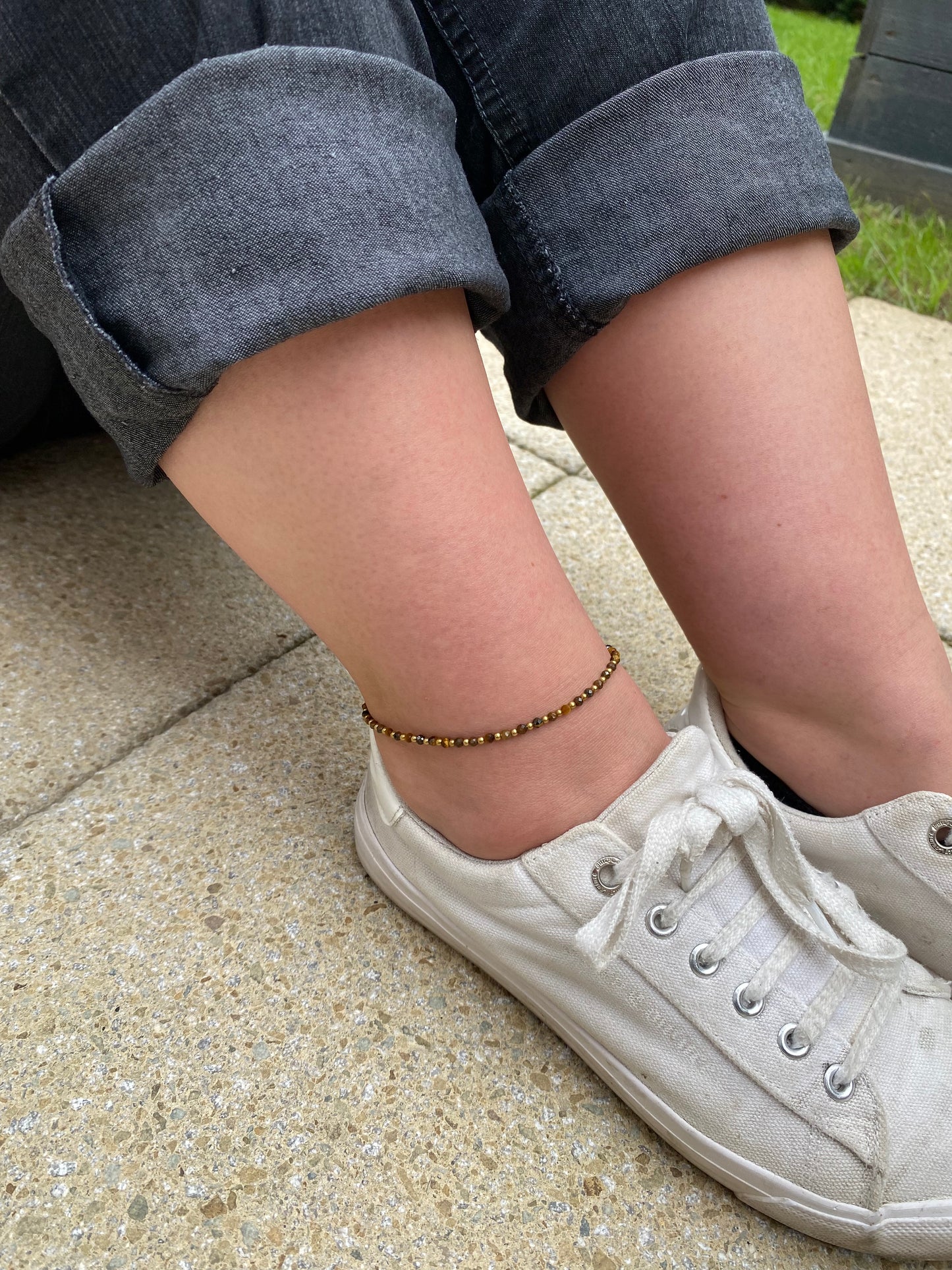 Tigers Eye Crystal Healing Anklet for Courage