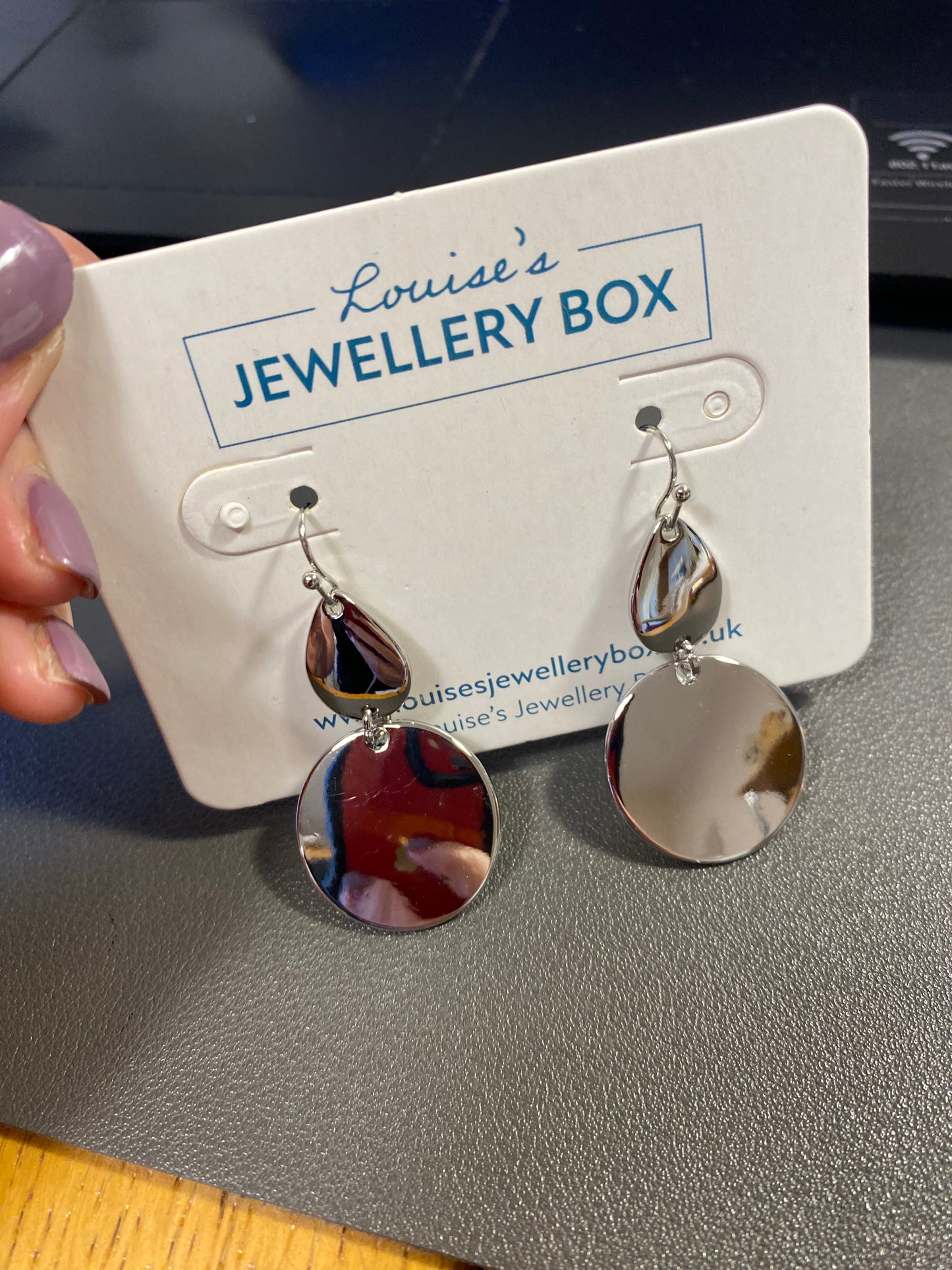 Silver Disc Hook Earrings