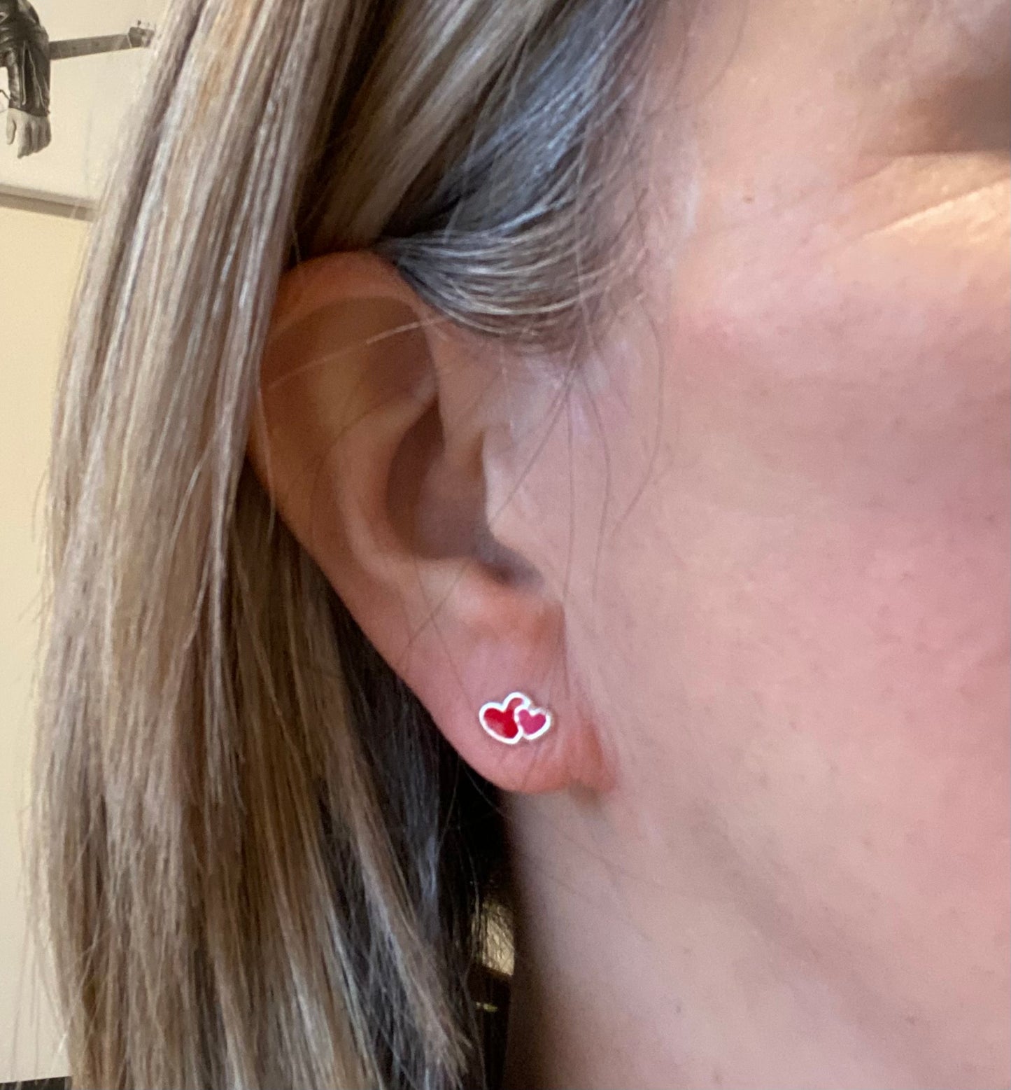 Children's Sterling Silver Double Heart Earrings