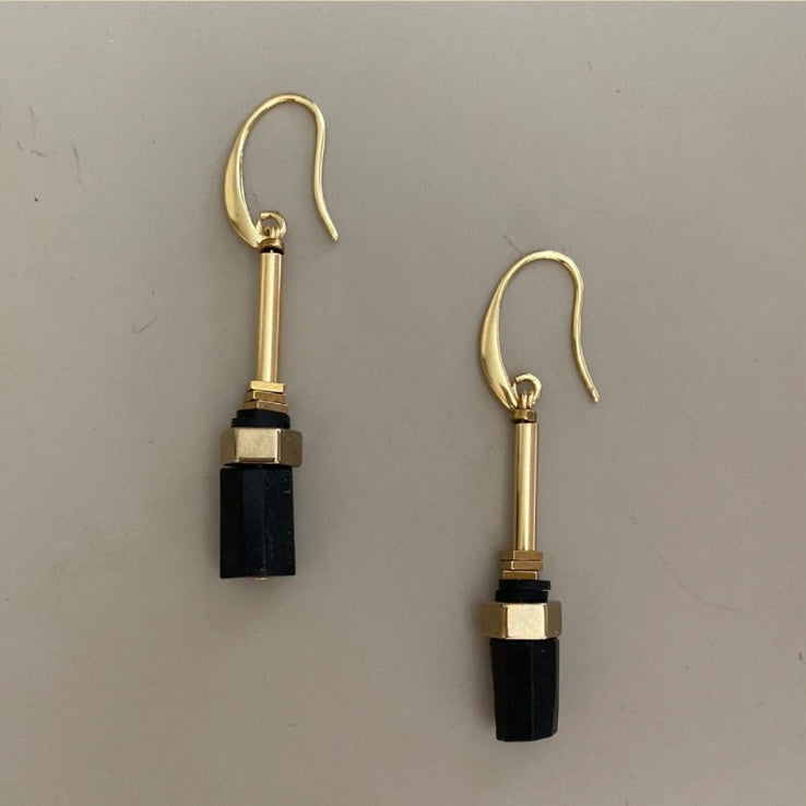 Gist Jewellery Moorland Collection Gold and Black Drop Earrings
