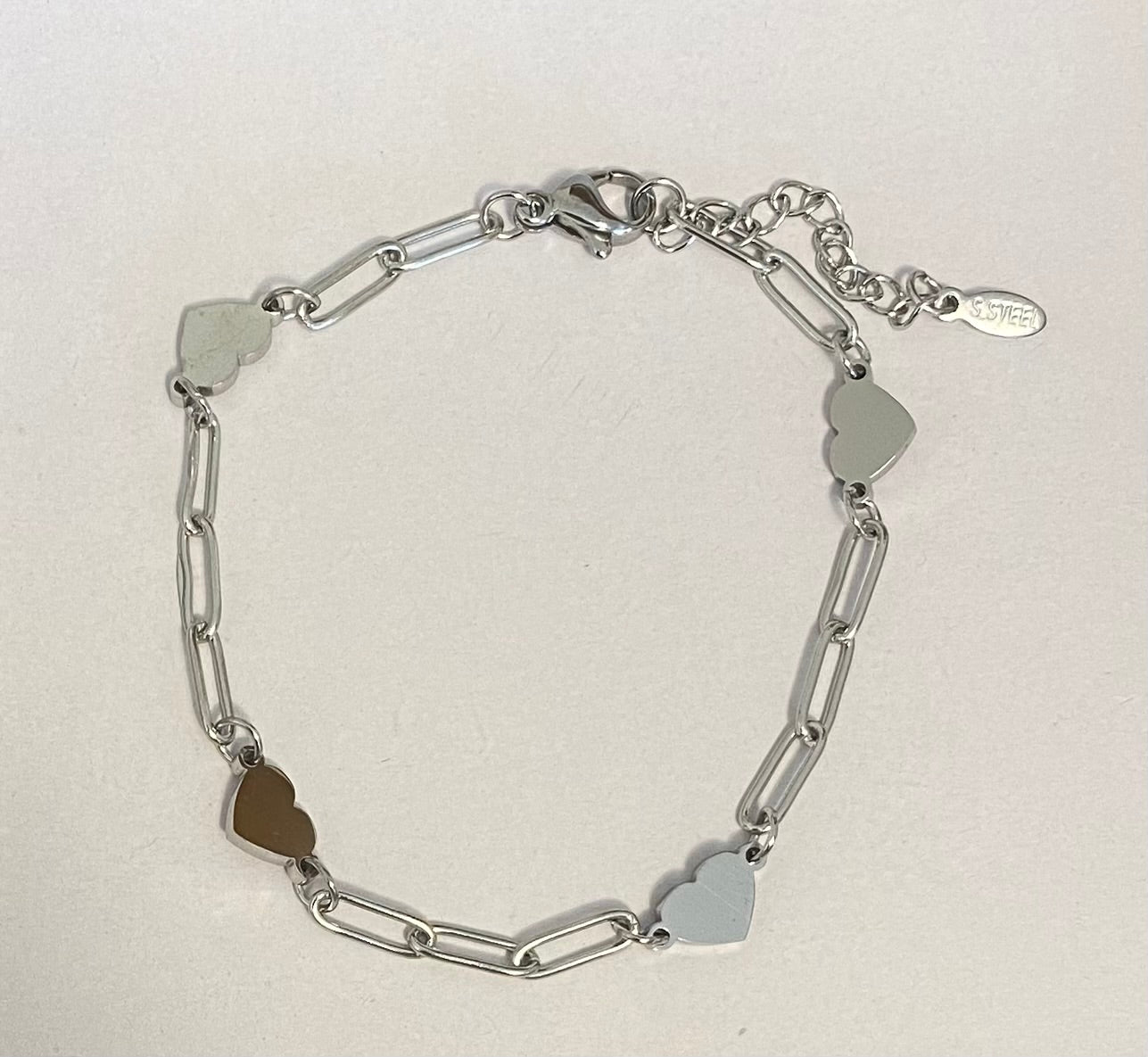 Silver Heart Waterproof Bracelet