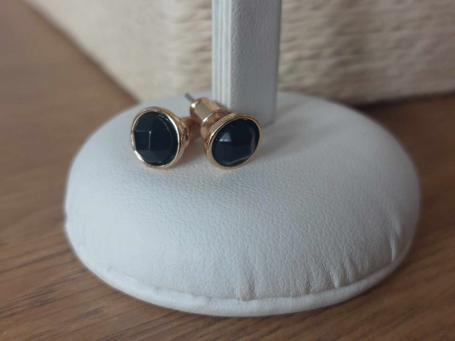 Venus Black Spinel Stone Studs In Gold Plating