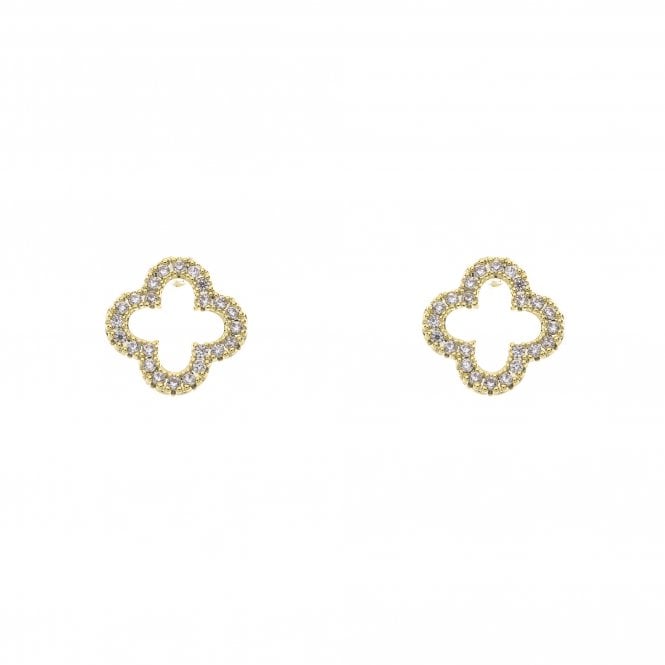 Camilla Gold and Crystal Quatrefoil Earrings