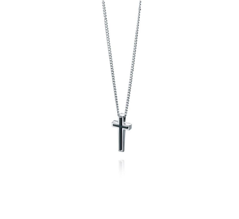 Fred Bennett Black IP Detail Cross Pendant