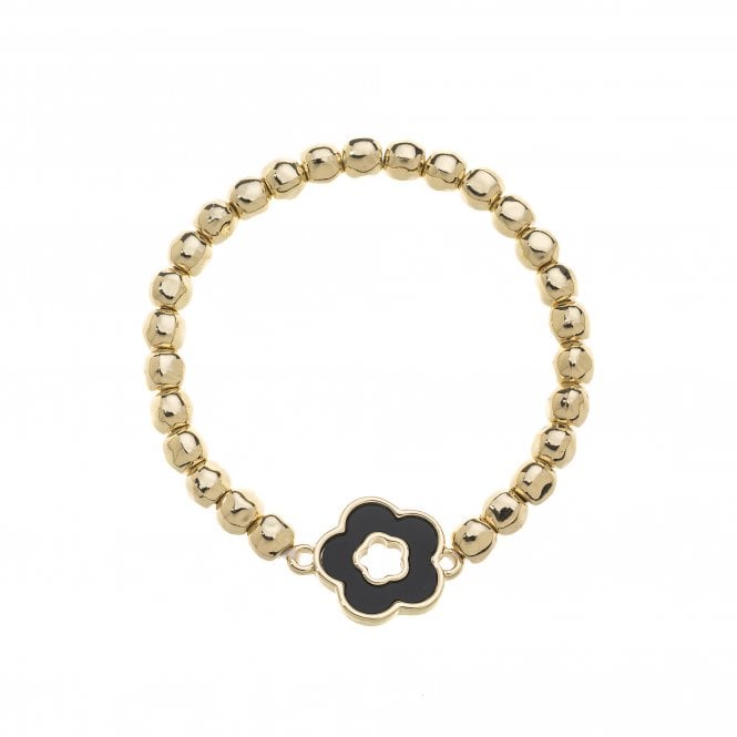 Daisy Black Flower Stretch Bracelet