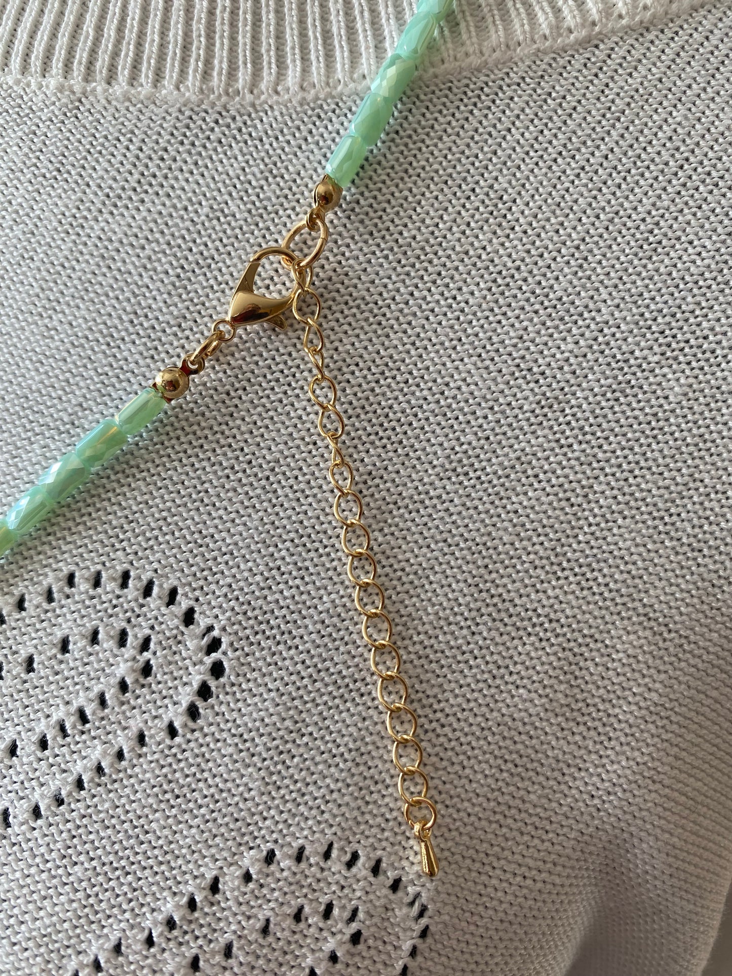 Green Aventurine Long Necklace in Gold Plating