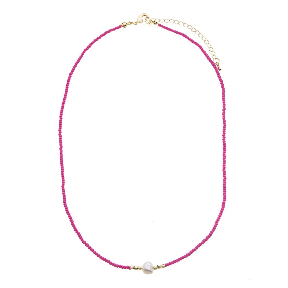 Pink Beaded Freya Necklace with Freshwater Pearl