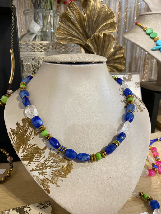Gist Jewellery Royal Blue and Green Cord Adjustable Necklace