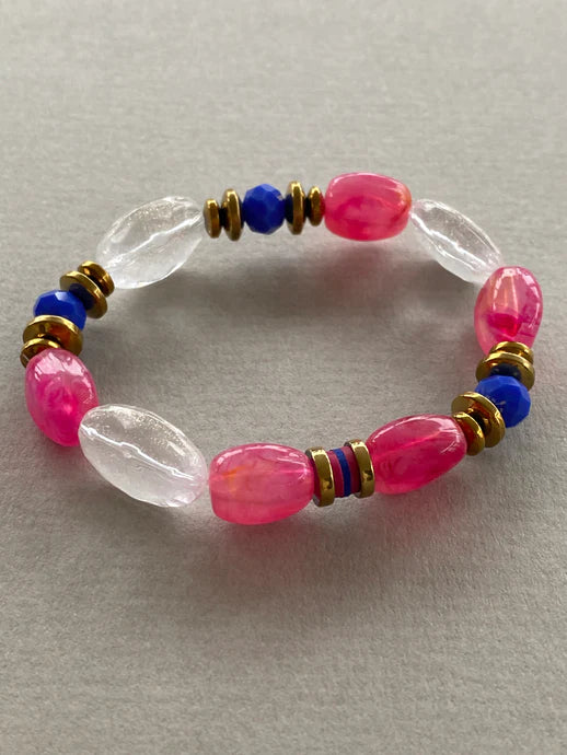 Gist Jewellery Pink and Blue Beaded Bracelet