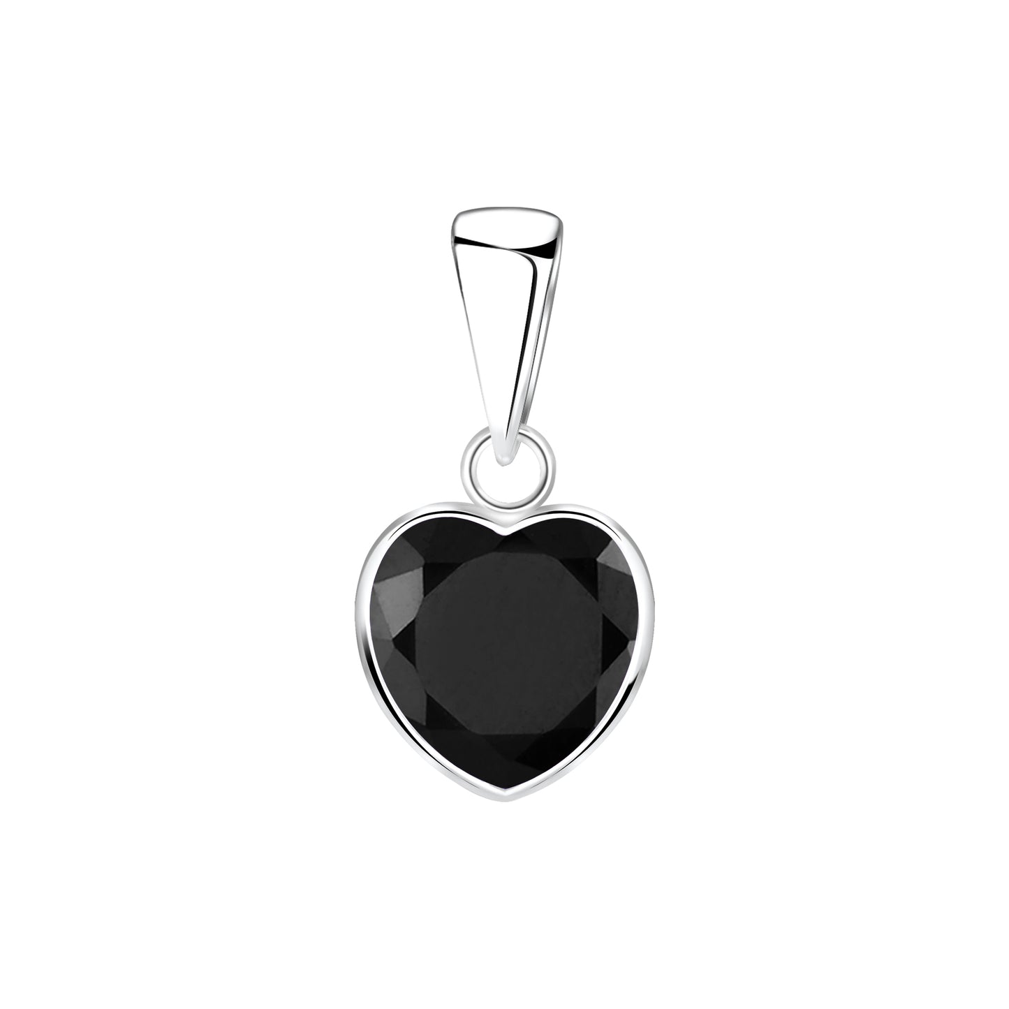 Sterling Silver Necklace with Black Crystal Heart