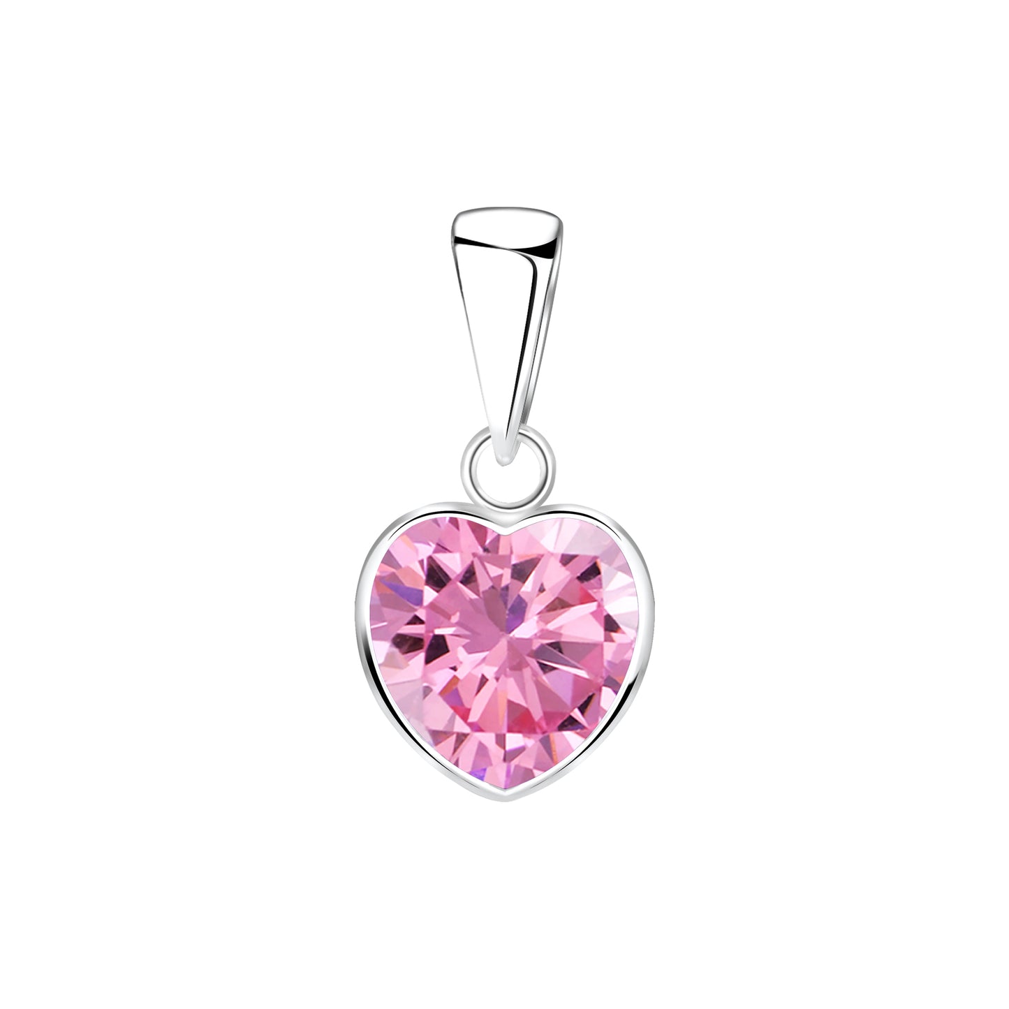 Sterling Silver Necklace with Pink Crystal Heart