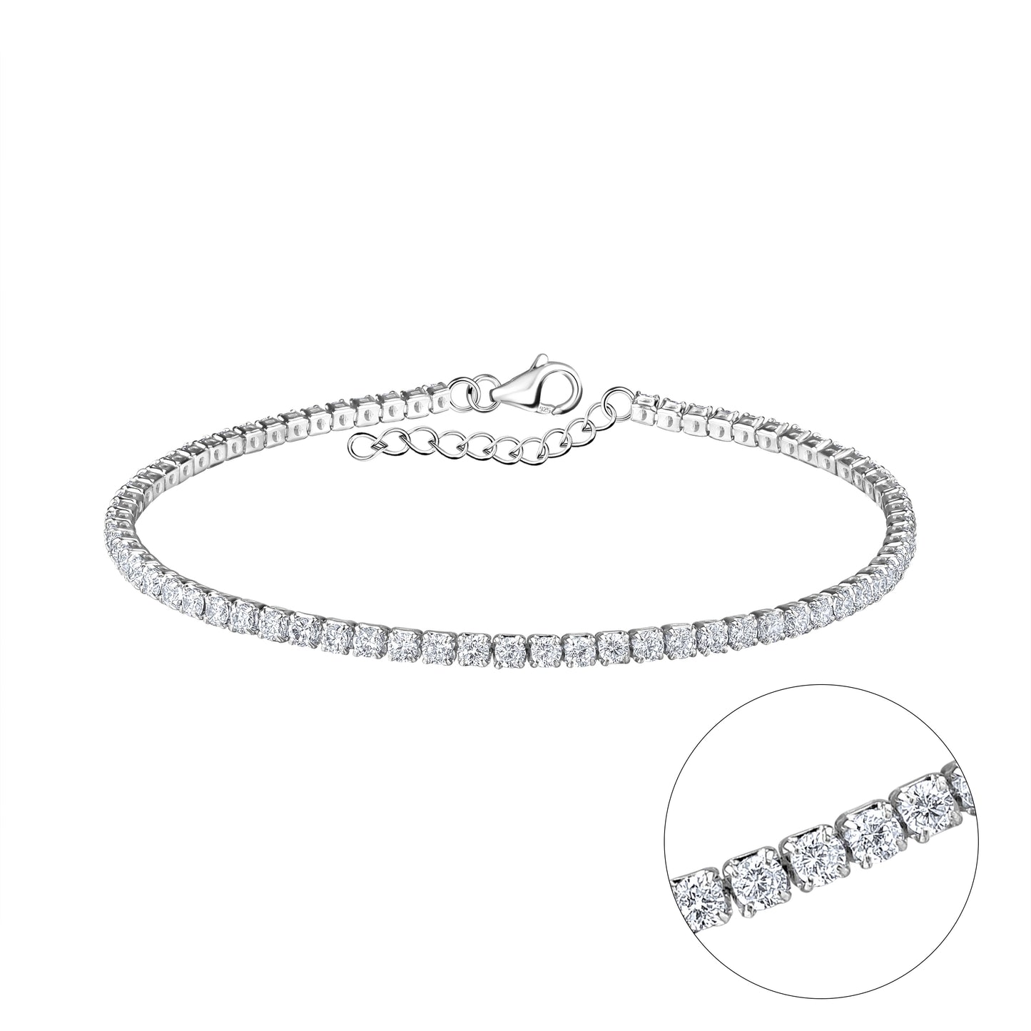 Sterling Silver Tennis Bracelet with Clear Crystals