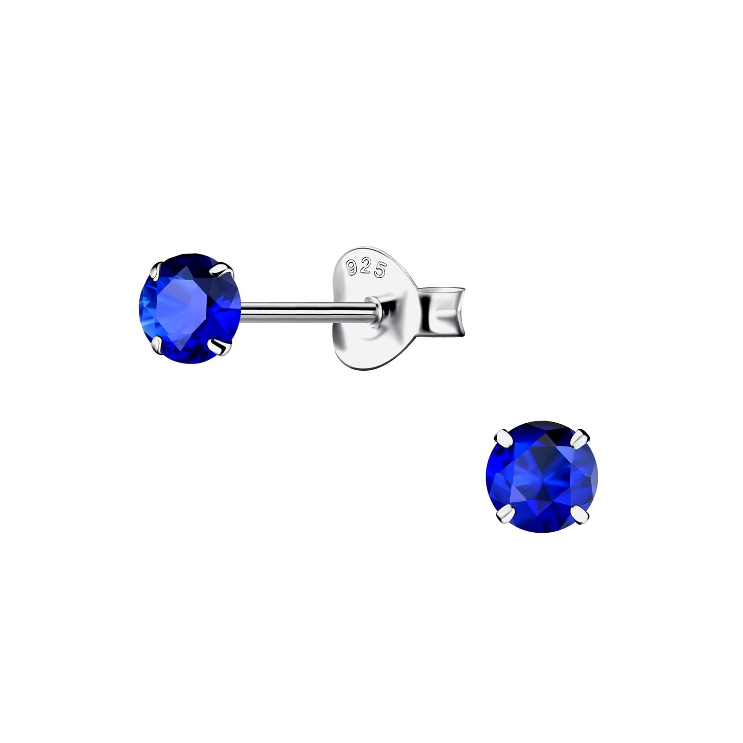 Sterling Silver Blue Crystal Stud Earrings