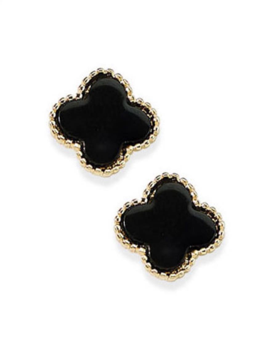 Lana Black Quatrefoil Earrings