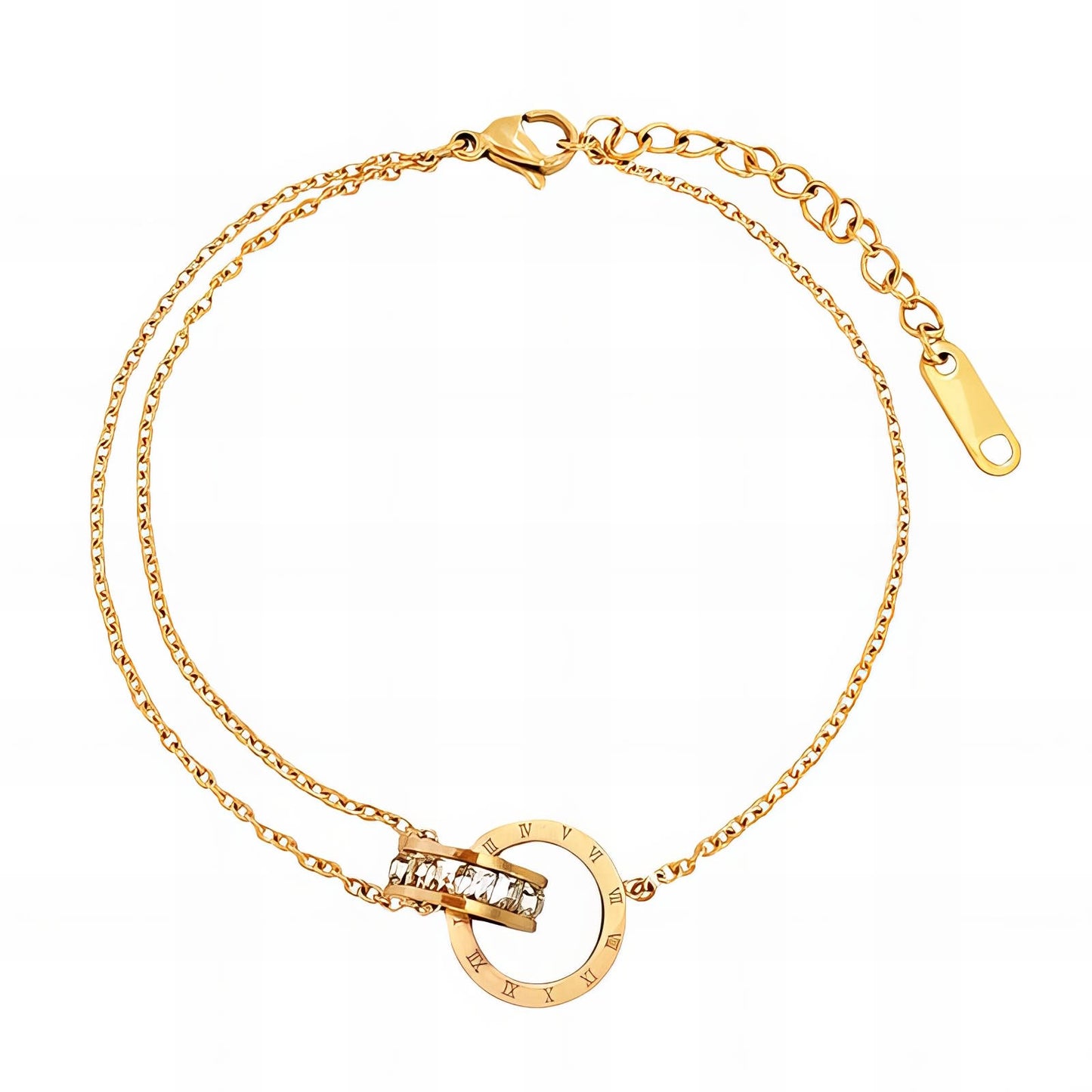 18K Gold Plated Waterproof Roman Numerals Anklet