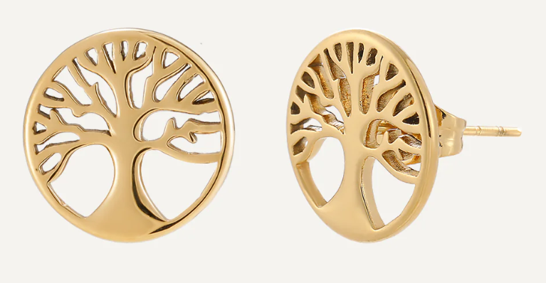 Tree of Life Gold Stud Earring