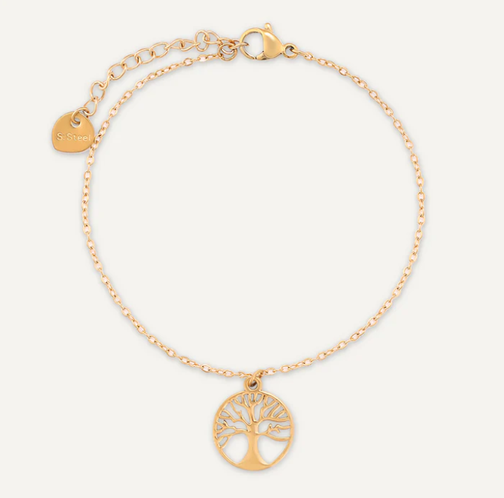 Tree of Life Clasp Bracelet in Gold Plated Stainless Steel