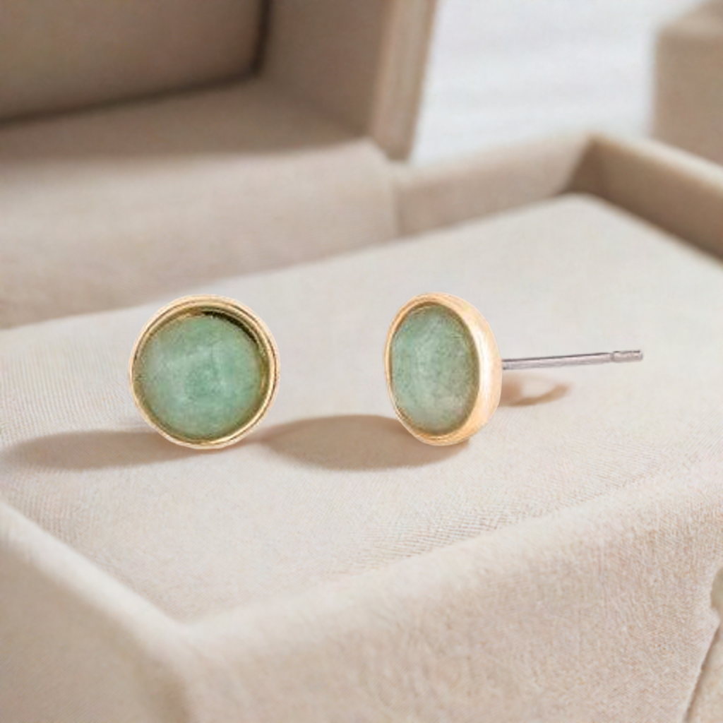 Venus Crysoprase Stud Earrings in Gold Plate