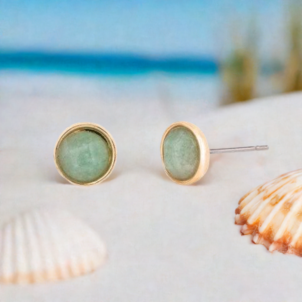 Venus Crysoprase Stud Earrings in Gold Plate