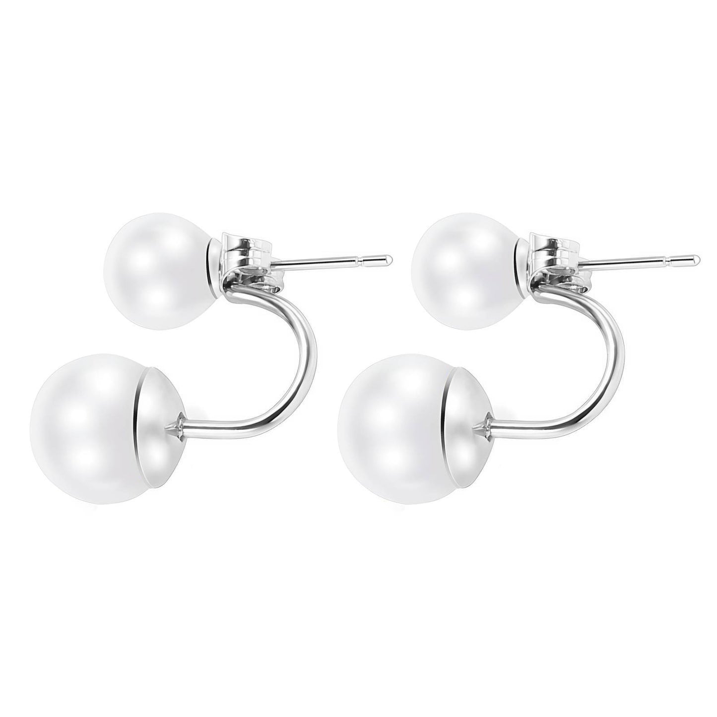 Stainless Steel Waterproof Double Pearl Earrings