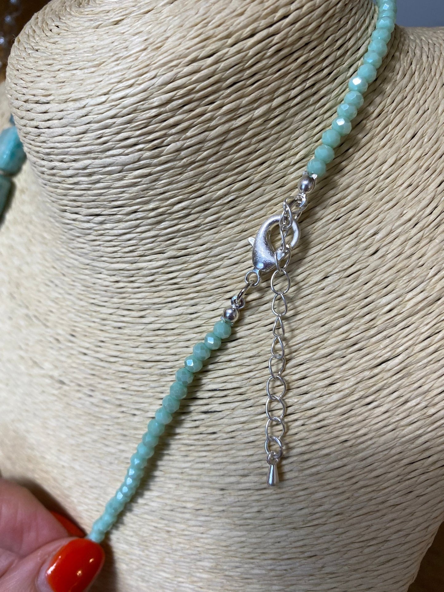 Amazonite Short Necklace in Silver Plate - Louise's Jewellery Box