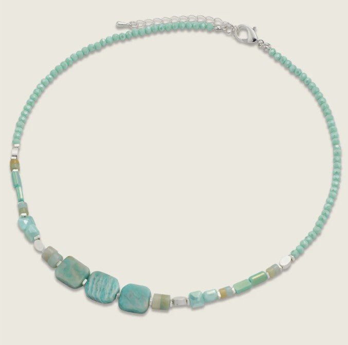 Amazonite Short Necklace in Silver Plate - Louise's Jewellery Box