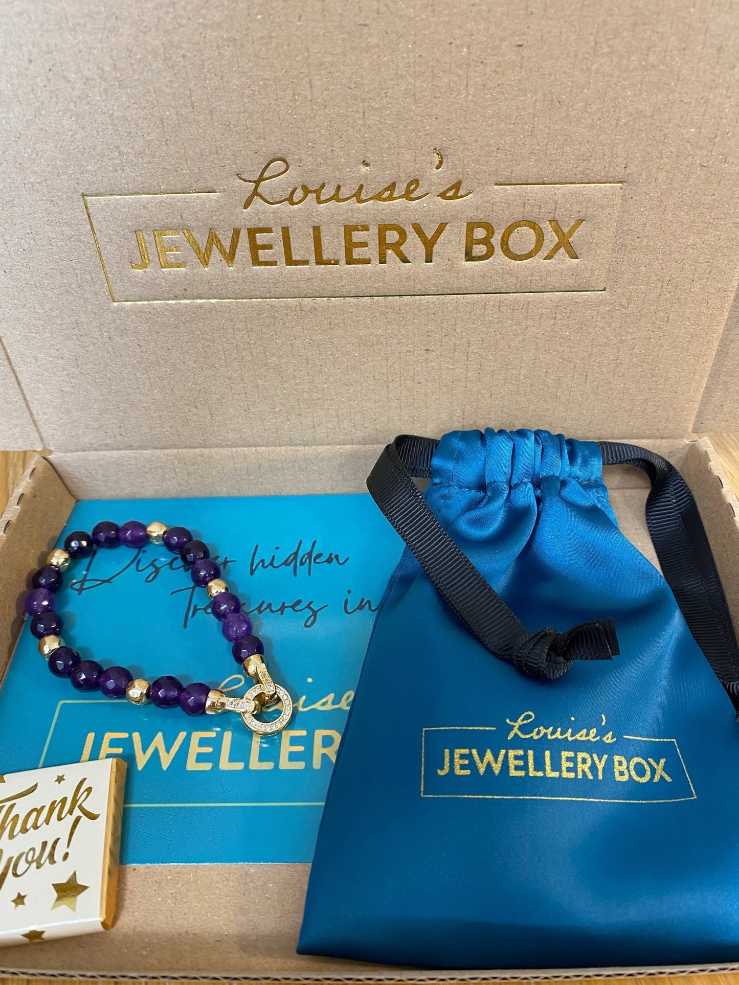 Amethyst Gold Plated Stretch Bracelet with Crystals - Louise's Jewellery Box