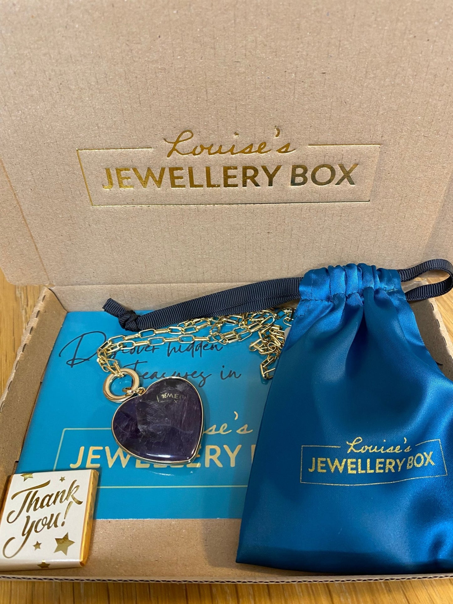 Amethyst Heart Pendant on Gold Plated Chain - Louise's Jewellery Box
