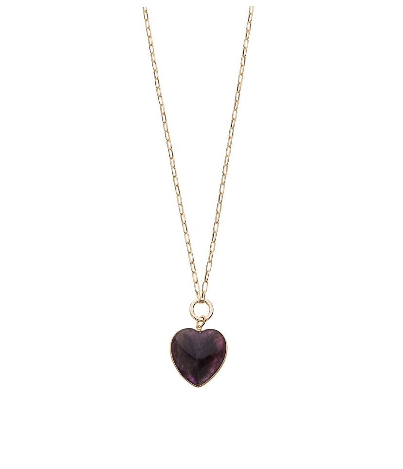 Amethyst Heart Pendant on Gold Plated Chain - Louise's Jewellery Box