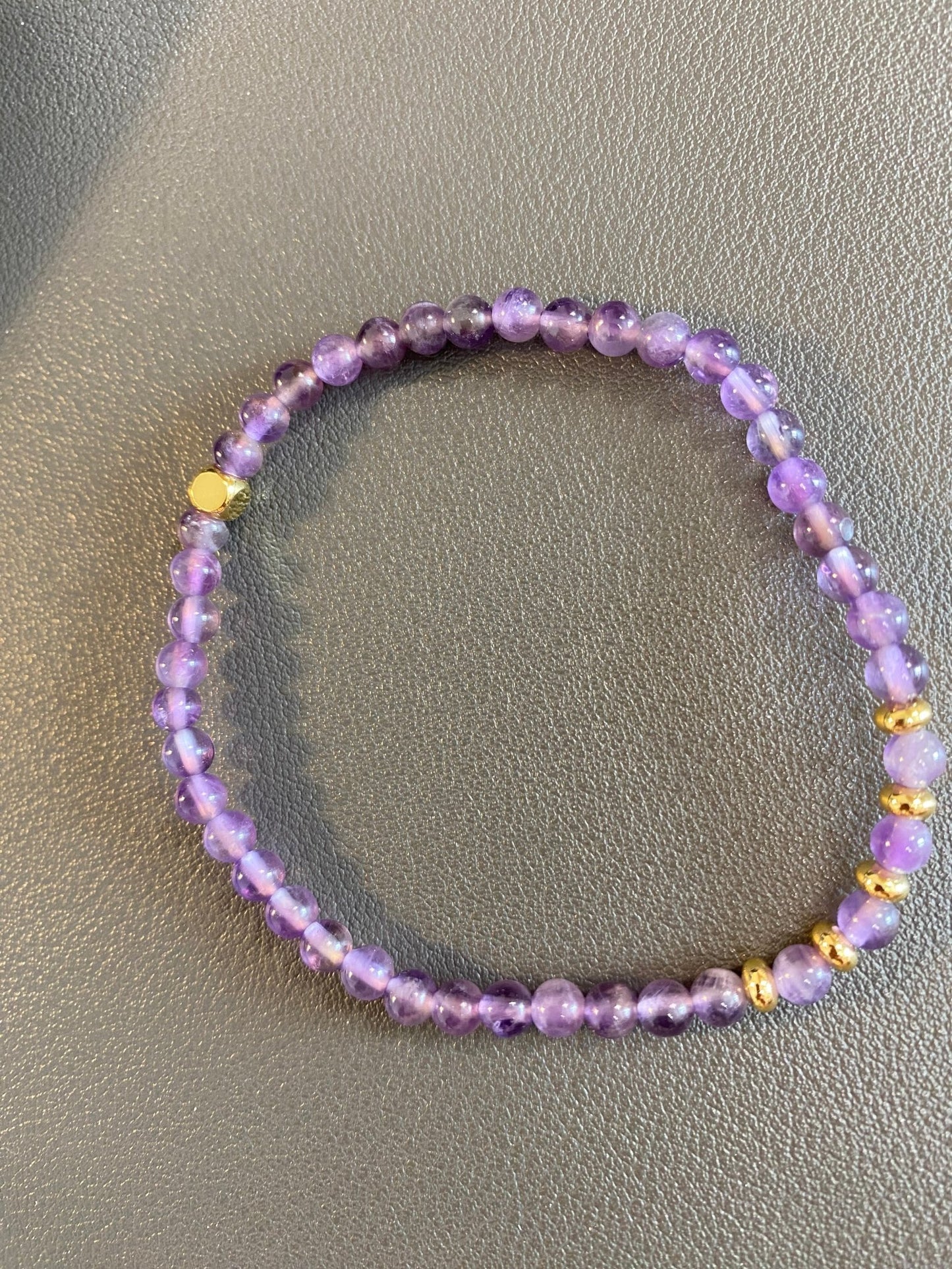 Amethyst Stretch Bracelet with Gold Plating - Louise's Jewellery Box