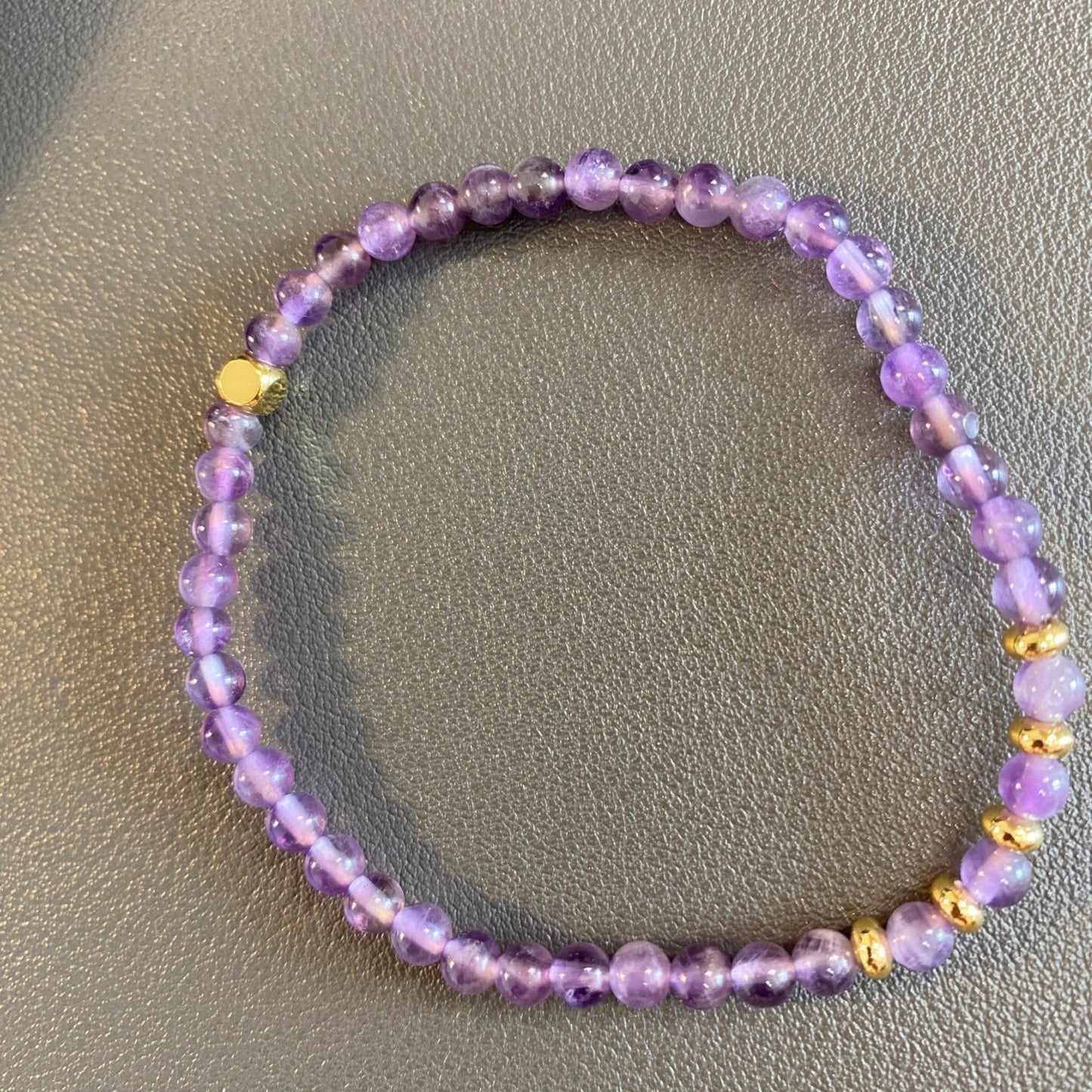Amethyst Stretch Bracelet with Gold Plating - Louise's Jewellery Box