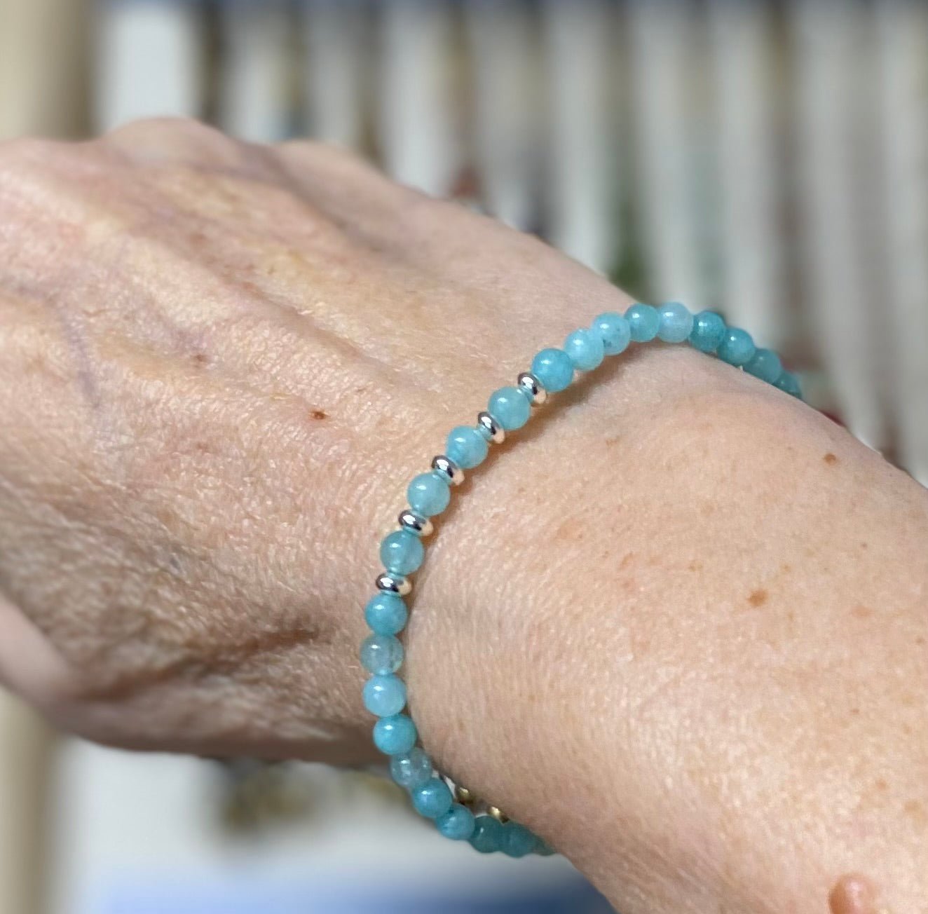Aquamarine Stone Bracelet with Silver Plating - Louise's Jewellery Box