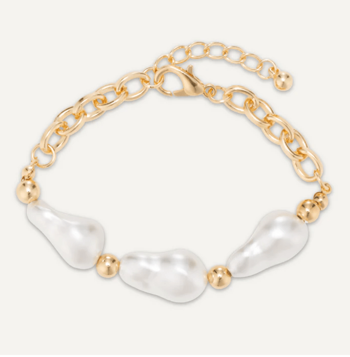 Audrey Faux Pearl Clasp Bracelet Gold Pate - Louise's Jewellery Box