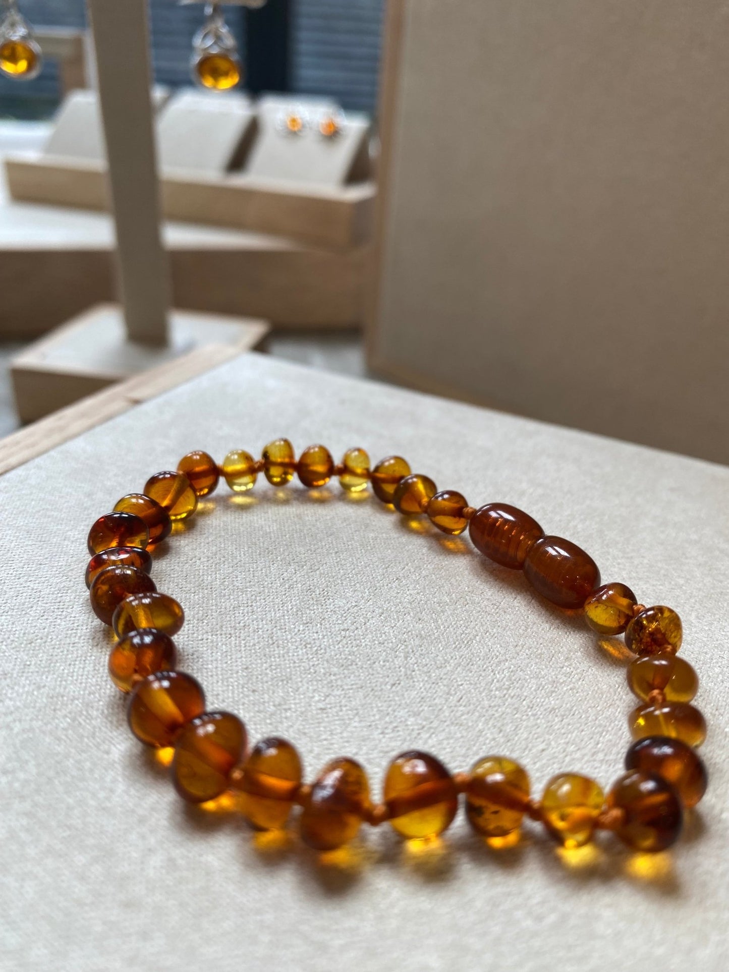 Baroque Cognac Baltic Amber Bead Bracelet - Louise's Jewellery Box