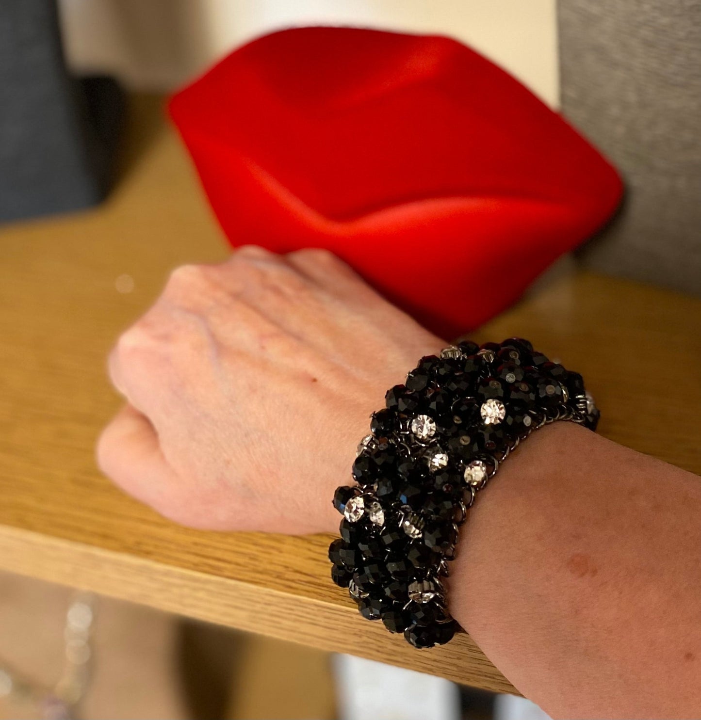 Black Cut Glass Clasp Bracelet - SPECIAL PURCHASE!!! - Louise's Jewellery Box