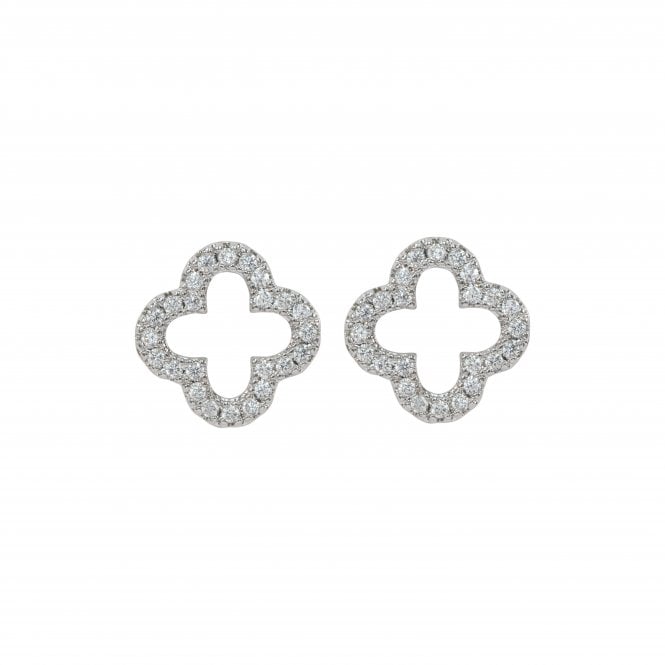 Camilla Silver and Crystal Quatrefoil Earrings - Louise's Jewellery Box